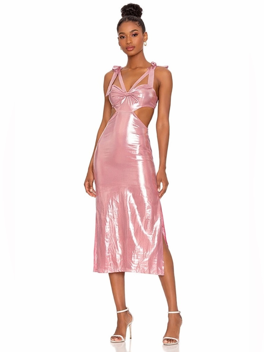 NWT Majorelle Graziella Iridescent Pink Tie Strap Midi Dress M